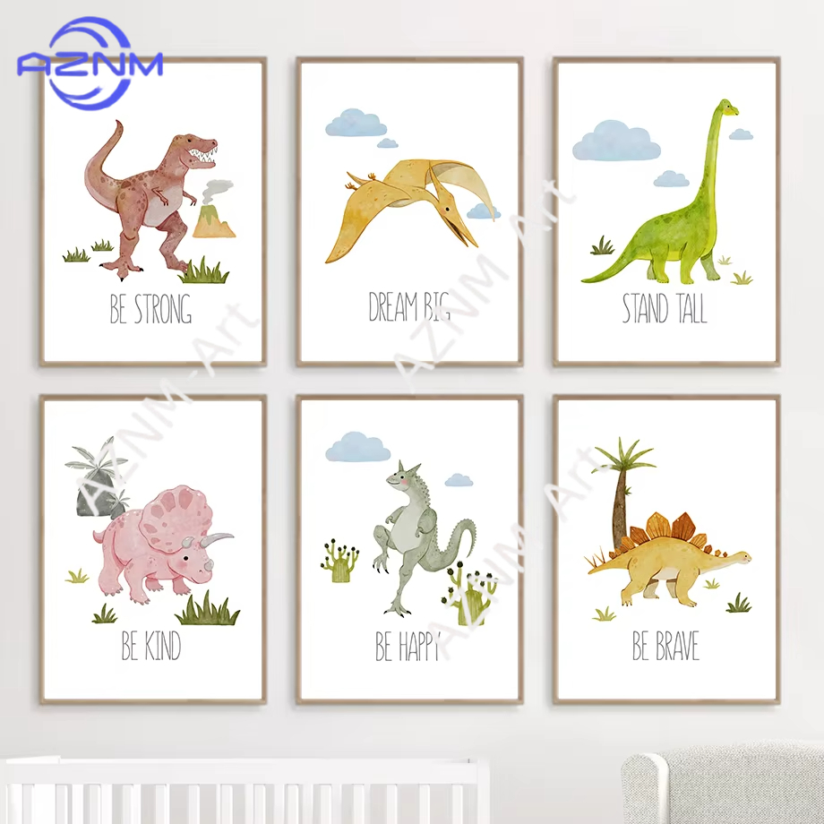 Baby Nursery Quotes Wall Art - 1PC/6PCS Dinosaur Inspirational Quotes Nursery Wall