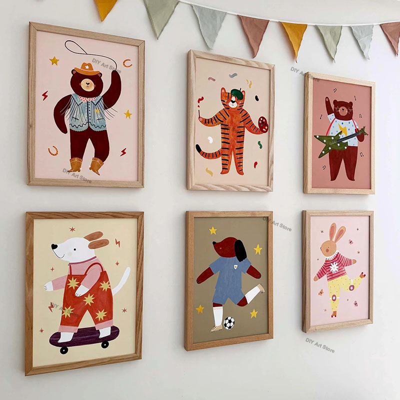 Baby Nursery Room - Funny Cartoon Animal Nursery Wall Art
