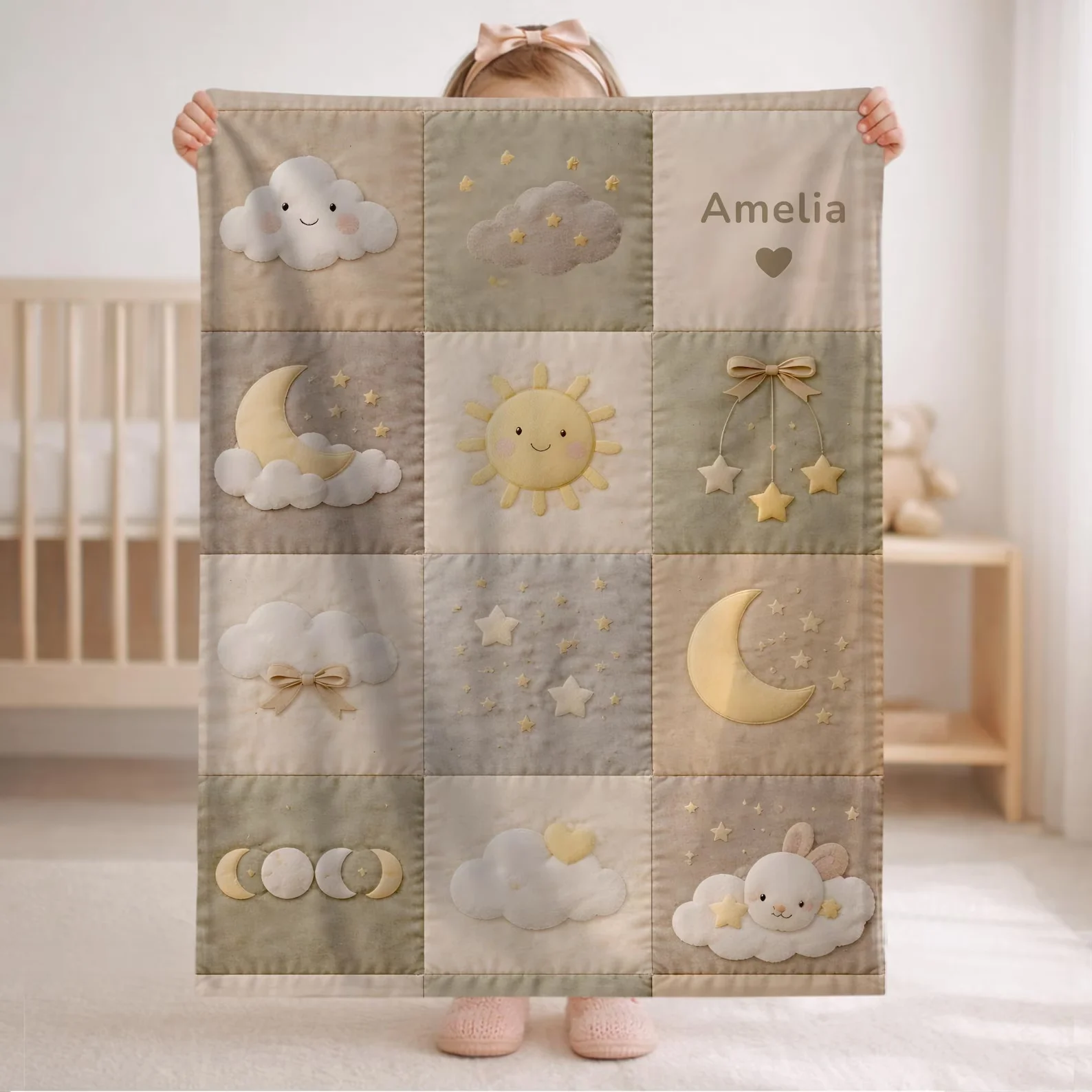 Patchwork Baby Blanket with Na - đánh giá và giá Baby Nursery Quilts