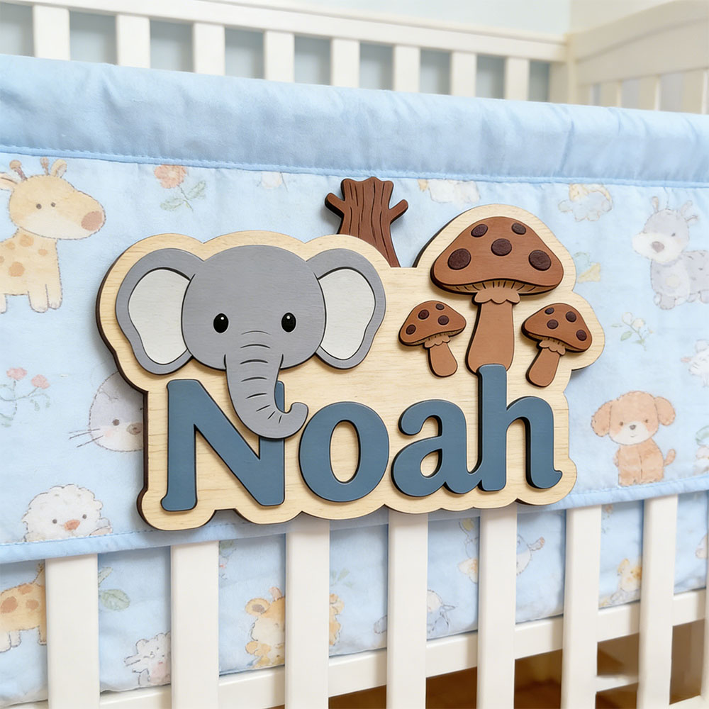 Customizable Cartoon Elephant  - đánh giá và giá Baby Nursery Forest Theme