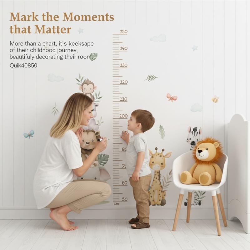 New Children's Growth Chart St - đánh giá và giá Baby Nursery Jungle Wallpaper
