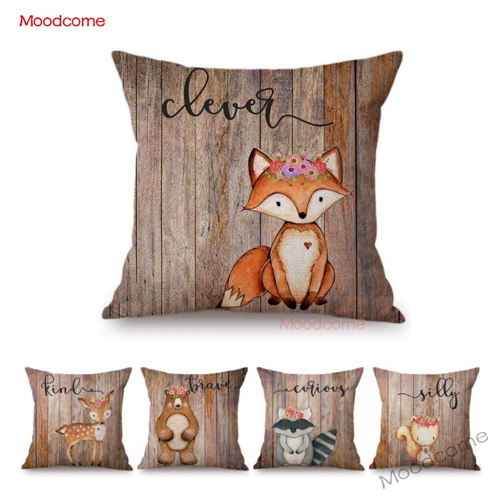 Cute Woodland Animals Wood Tex - đánh giá và giá Baby Nursery Cushion