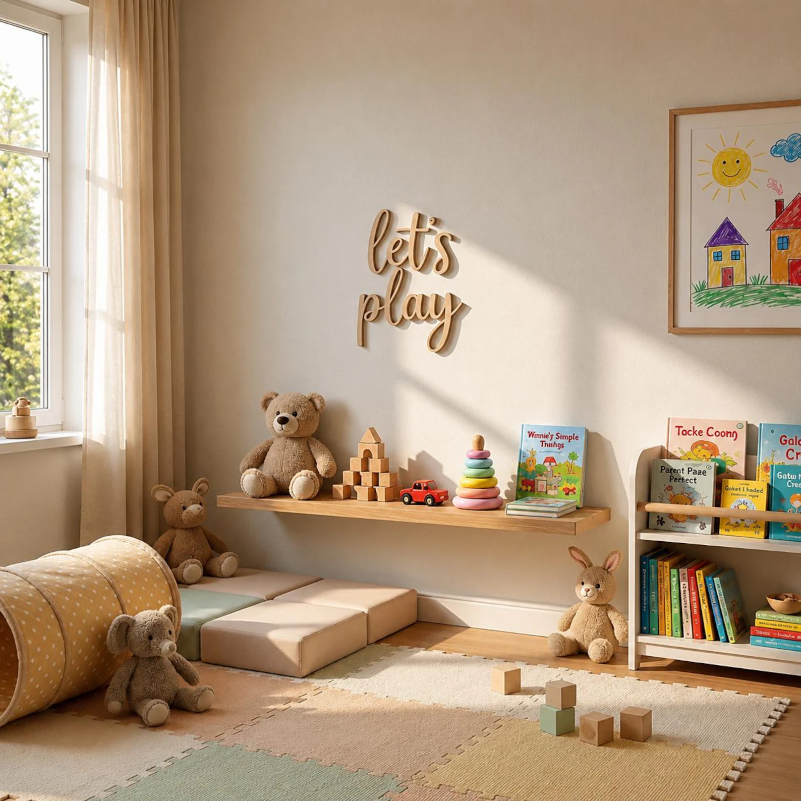 Let's Play Wooden Wall Sign, P - đánh giá và giá Baby Nursery Room