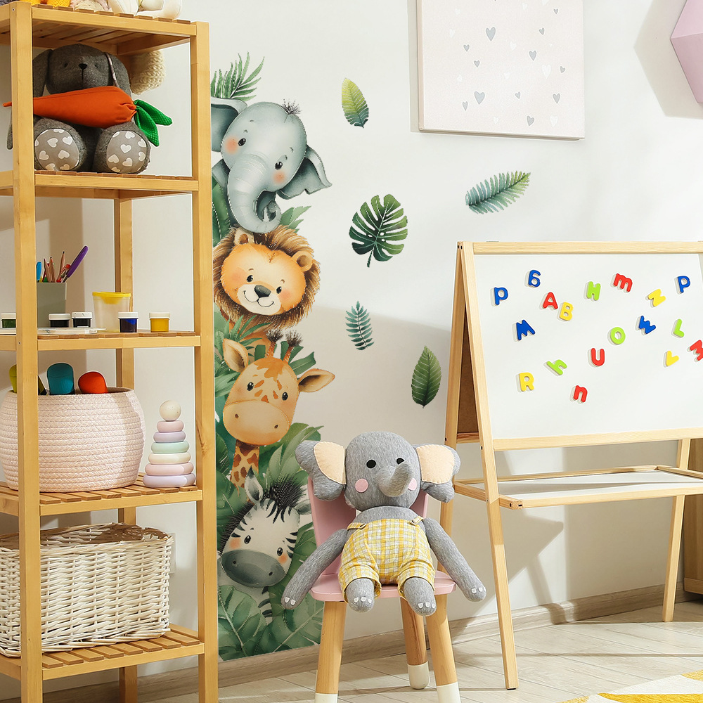 Jungle Animal Elephant Giraffe - đánh giá và giá Baby Nursery Jungle Wallpaper